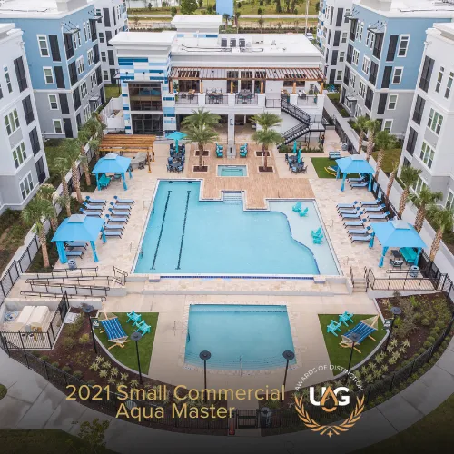 Clarkson Pools 2021 UAG Small Commercial Aqua Master Award-winning pool design.
