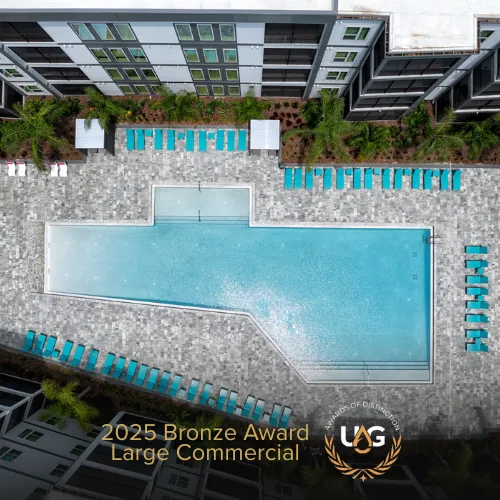 Clarkson Pools 2025 Pinnacle Award for UAG Large Commercial Pool project.