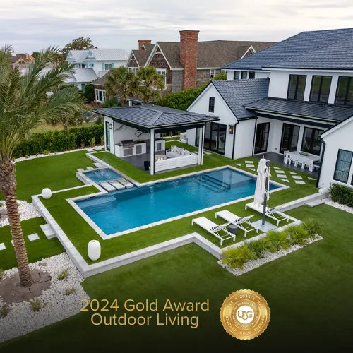 Clarkson Pools 2025 UAG Gold Award for Outdoor Living design.