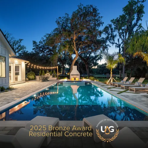 Clarkson Pools 2025 UAG Residential Concrete Award-winning backyard pool.