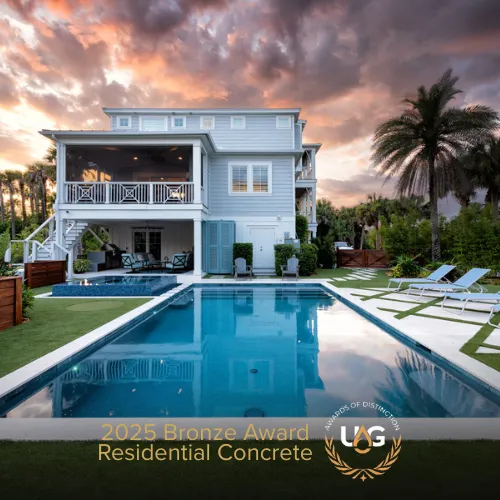 Clarkson Pools 2025 UAG Residential Concrete Award project showcasing luxury pool craftsmanship.